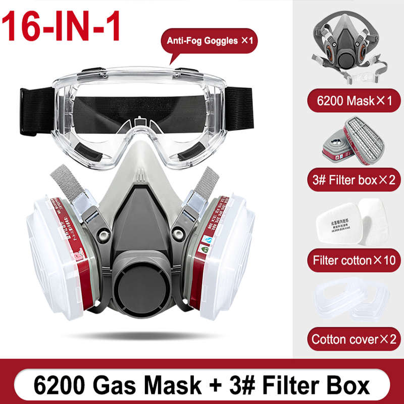 Dust Mask Construction - หน้ากากป้องกันแก๊สพิษแบบครึ่งหน้า 6200 สําหรับสเปรย์สีอุตสาหกรรมไออินทรีย์เคมีพร้อมตัวกรองป้องกันใช้กันอย่างแพร่หลาย